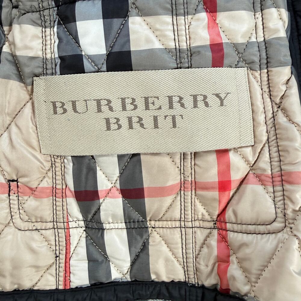 Burberry Brit Quilted Jacket Women XL Black Nova Check Lined Lightweight Coat - Picture 6 of 16
